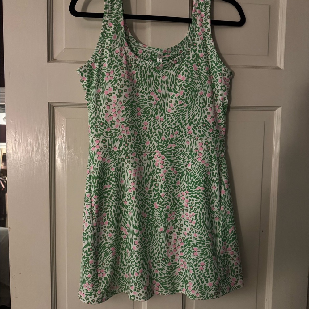 Fabletics Green and Pink Patterned Dress